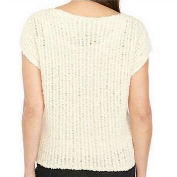 Eileen Fisher Womens Eyelash Summer Sweater Short Cap Sleeve Cream Ivory XXS - Picture 2 of 14
